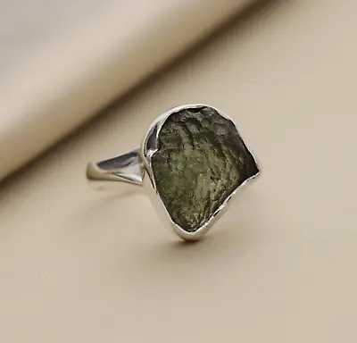 Natural Raw Moldavite Ring 925 Sterling Silver Wonderful Jewelry All Size MO2236 • $13.75