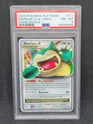 $56 • Buy PSA 8 2009 Pokemon Rising Rivals Snorlax Lv. X Holo #111 - 69269836