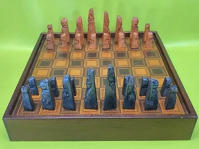 Cast Stone Chess Set In Philippine Mahogany Box By Sid Navratil • $79.99