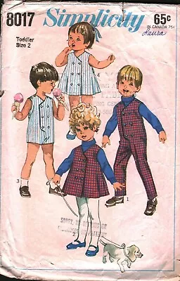 8017 Vintage Simplicity Sewing Pattern Girls 1960s Jumpsuit Dress Jumper Toddler • $5.59