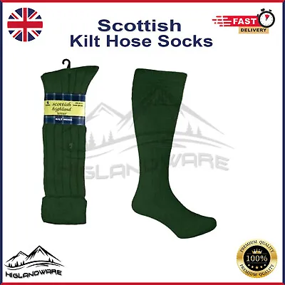 Men Socks/Hose Highland Kilt Dress Socks Green Scottish Piper's Kilt Wool Socks • $7.77