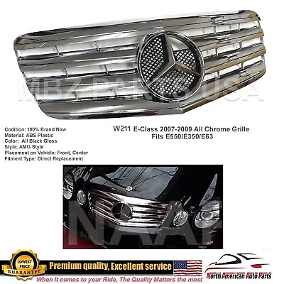 E-Class Grille All Chrome Emblem Star Style E350 E550 E63 2007 2008 2009 AMG • $179