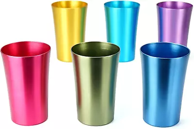 6 PCS Anodized Aluminum Tumblers Drinking Glasses Vintage Retro Metal Cup • $20.20