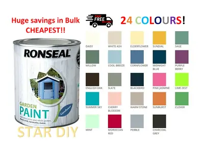 Ronseal Outdoor Garden Paint - For Exterior Wood Metal Stone Brick - All Colours • £12.49