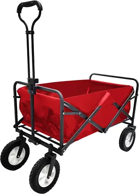 Heavy Duty Wagon Cart Swivel Collapsible Outdoor Utility Garden Beach Cart Red • $54.89