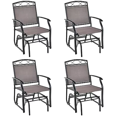 4pcs Patio Glider Set Single Swing Rocking Chair Heavy-Duty Metal Frame Outdoor • $309.95