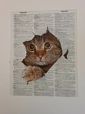 Steampunk CatTabby Dictionary Curious Art Print Poster With Mat • $8.99