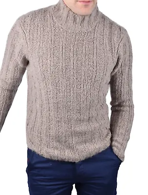 NEW $1200 Stile Latino Turtleneck Sweater Cashmere Silk EU 54 US 44 Beige SLIM • $449