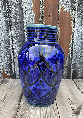 £39.99 • Buy Vintage Moroccan Safi Glazed Cobalt Blue Traditional Safi Motives Vase