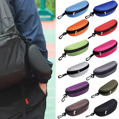 $10.59 • Buy Sunglasses Hard Case Zipper With Carabiner Glasses Protector Box Eyeglass Shell