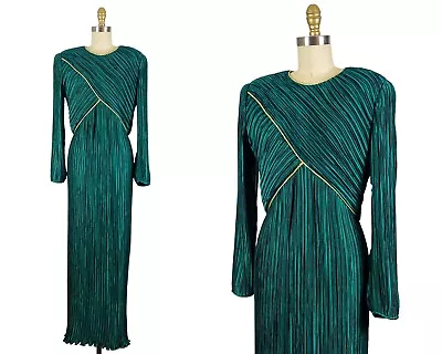 1980s Gown - 1980s Pleated Gown - George E Couture - Size Large • $125