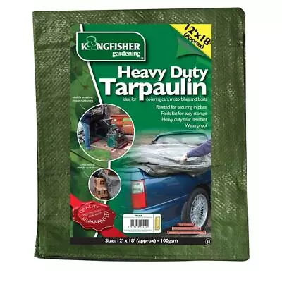 12x18ft Large Green Heavy Duty Waterproof Tarpaulin Tarp Sheet Ground Car Cover • £19.99