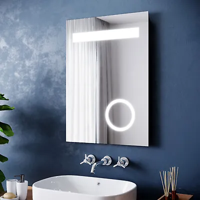 LED Bathroom Mirror With Shaver Socket 3x Magnifying Button Switch Light 500x700 • £0.99