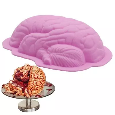 3D Human Brain Shape Baking Mould Silicone Halloween Cake Mold Kitchen Bakeware • $16.52