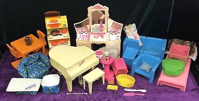 Barbie Vintage 70’s/80’s Dream House Kitchen/Glow Vanity/Fluff Cat/Piano & More! • $149.99