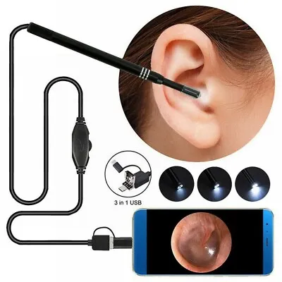 LED Endoscope Otoscope Ear Camera Scope Ear Wax Removal Kit Earwax Cleaning Tool • £17.51