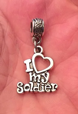 I LOVE MY SOLDIER CHARM & BRACELET BAIL BEAD. Military(Coated For No Tarnishing) • $3.99