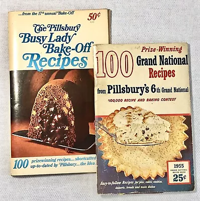 2 Vintage Pillsbury’s Cookbooks 6th Grand Nationals 1955 17th Busy Lady Bake-Off • $8.99