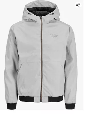 Jack & Jones Mens Seam Grey Large L Jacket Outerwear Hoodie Hooded Top £55 • £19.99