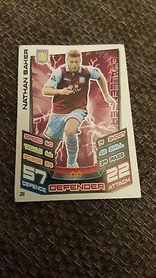 Match Attax Trading Card Game - Aston Villa - Nathan Baker • £1.14