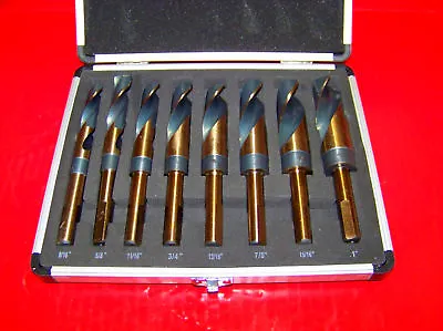 8 Pcs Jumbo Silver And Deming Industrial Cobalt Drill Bit Set 1/2  Reduced Shank • $39.94