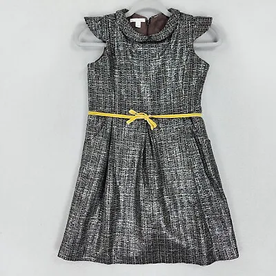 Marie Chantal Dress Girls 12 Black Silver Tweed Wool Blend Pleated Kids Youth • £30.81