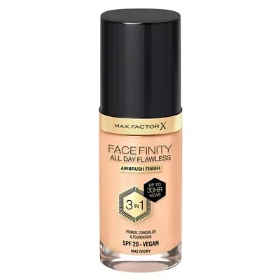 Max Factor Face Finity All Day Flawless 3 In 1 Foundation N42 Ivory 30ml • $29