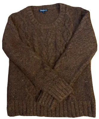Sylvia Novelli Womens Italy Wool Mohair Sweater Brown Cable Knit Size Large • $18.99