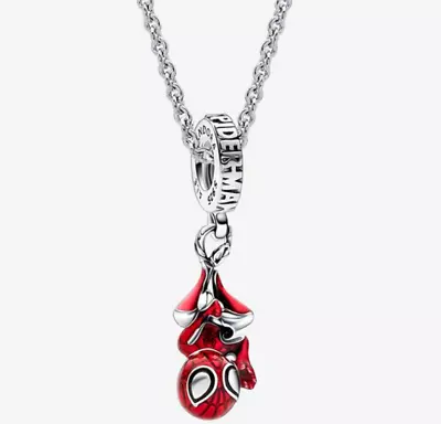 Pandora Hanging Spider-Man Sterling Silver Charm Necklace-60 792323C01 Authentic • £36