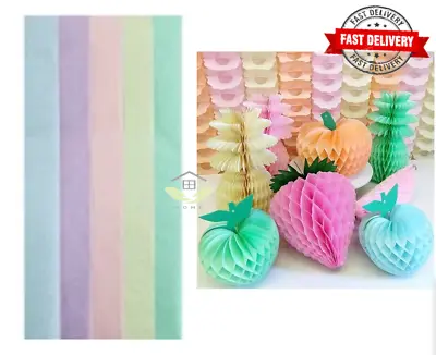 Pastel Coloured Sheets Tissue Paper Assorted Gift Pack Wrapping DIY Craft 6pcs • £4.09