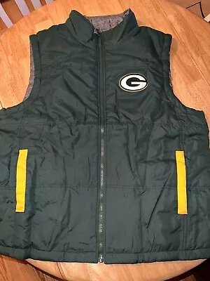 Large NFL GREEN BAY PACKERS Reversible Puffer Vest Jacket NEW No Tags • $39.99