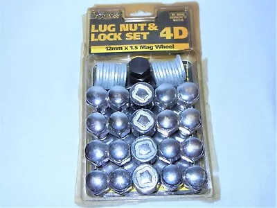 Vintage 20 Lug Nuts & Lock Set Nos -  12mm X 1.50 Mag Wheel   Chrome Plated • $22