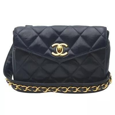 CHANEL Lambskin Quilted Mini Waist Bag Bumbag 70/28 W17 Navy C2860 • $758
