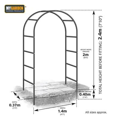 £14.95 • Buy Metal Garden Arch Rose Plant Climbing Trellis Archway Climber Arched Frame New