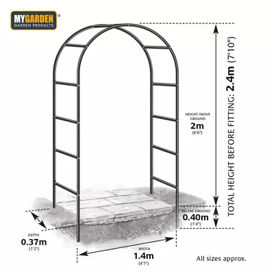 Metal Garden Arch Rose Plant Climbing Trellis Archway Climber Arched Frame New • £13.95