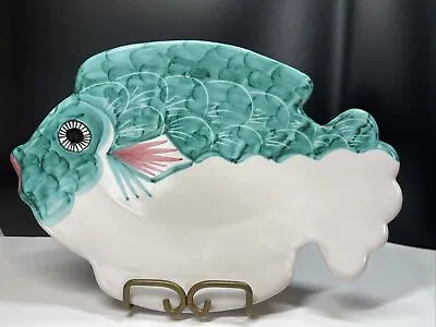 CER Giovanni Vietri Pottery Green Fish Plate ( Price For 1 Plate) • $17