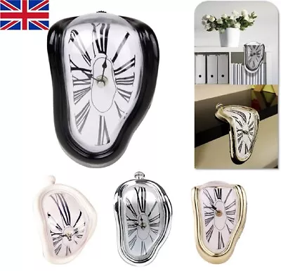 Melting Clock Surrealistic Twisting Clock Bar Table Desk Shelf Decorative  • £10.59