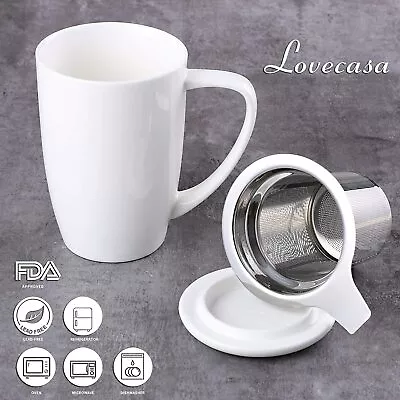 £15.99 • Buy Lovecasa Porcelain Tea Coffee Infuser Mugs/Cups With Lid 400ml Removable Filter