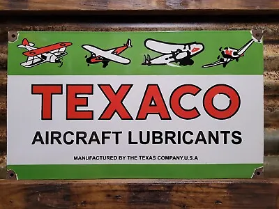 Vintage Texaco Porcelain Sign Oil Gas Aviation Airplane Fuel Lubricants Service • $284.14