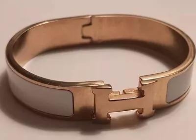 Hermes Clic Clac H Gold Tone Bracelet With White Accent • $50