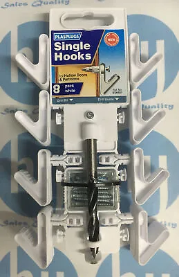 £4.50 • Buy Hollow Door Hook White Robe Peg Holder Plasplugs Partitions Single Fixing Kit