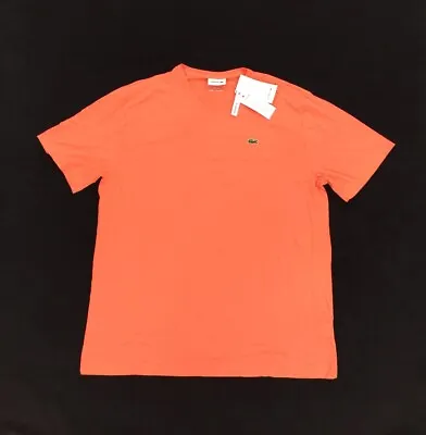 $34.99 • Buy NEW Lacoste V-Neck Pima Cotton Short Sleeve Mens T Shirt Big Tall Orange TH7508