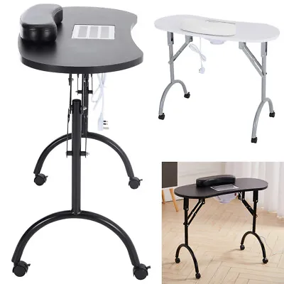 Foldable Manicure Nail Table Beauty Salon Portable Mobile Technician Work Desk • £30.95