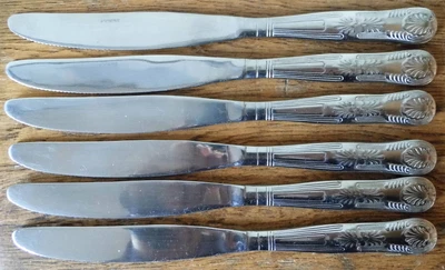 £1 • Buy VINTAGE SET Of 6 VINERS Of SHEFFIELD STAINLESS KINGS PATTERN DINNER TEA KNIVES
