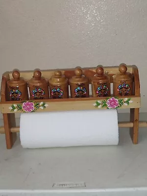 MEXICAN WOODED PAPER TOWEL HOLDER MEXICAN HANDMADE PAPER TOWEL WALL MOUNT NEW Nn • $35