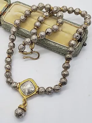 Vintage 925 Sterling Silver Modernist Necklace Ball Beaded Hellenistic Style • $129