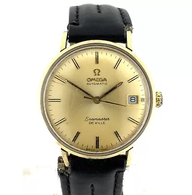 Vintage Omega Seamaster DeVille Date Automatic 14K Gold Filled **NEEDS REPAIR** • $389.95