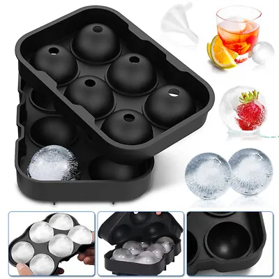 6 Large Ice Cube Tray Ball Maker Big Silicone Mold Sphere Whiskey Round Mould &H • £4.51