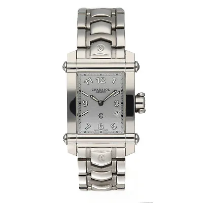 $627.75 • Buy Charriol Colvmbvs CCSTRH Gray Dial Rectangle 25mm Steel Quartz Wrist Watch