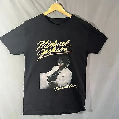Pull&Bear T Shirt Medium Black Graphic Print Michael Jackson Thriller Music Mens • £16.99